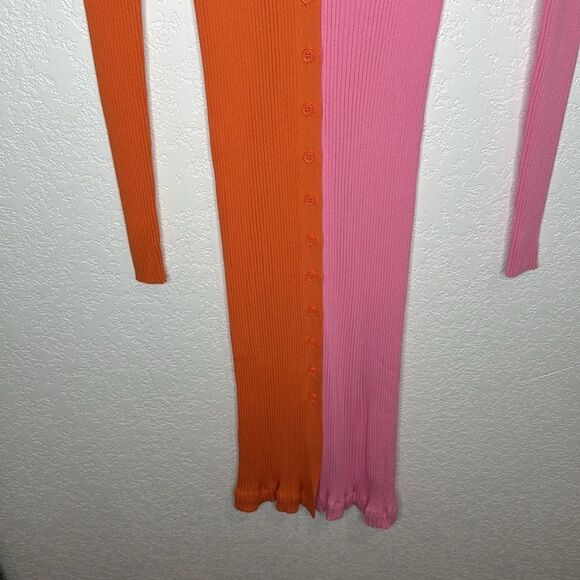 NWT STAUD Shoko Sweater Dress Cardigan Colorblock Pink Orange XS - Picture 5 of 12